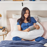 c-shape pregnancy pillow with antimicrobial cool cover